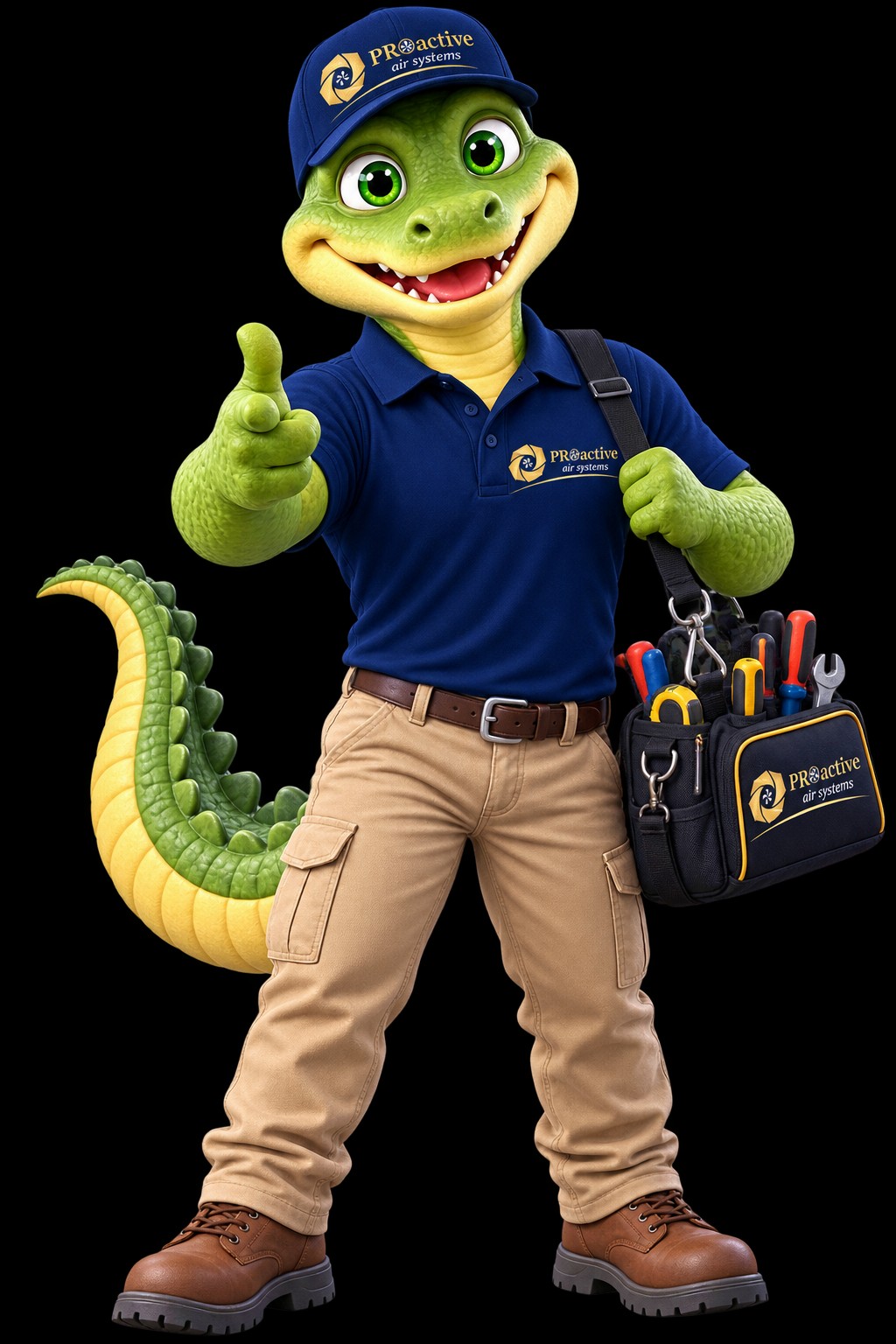 Mister Cooligator smiling in his ProActive uniform with tools